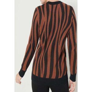 Soft by Naadam 100% Cashmere Zebra Printed Pullover Sweater Brown and Black XS